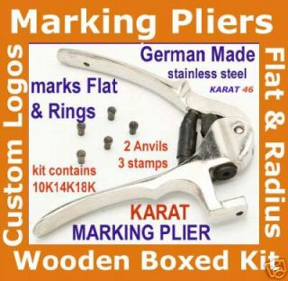 GERMAN JEWELRY KARAT MARKING STAMPING PLIERS COMPLETE 3 INSERTS STAMPS