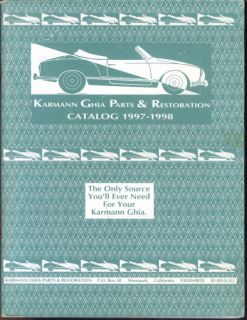 Karmann Ghia Parts Restoration Catalog 1997 1998