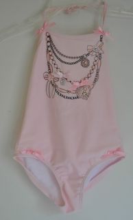Kate Mack Pink One Piece Swimsuit 4T Pageant Pearl Trim