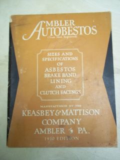 Vtg Ambler Autobestos Catalog Keasbey Mattison Asbestos Brake Lining