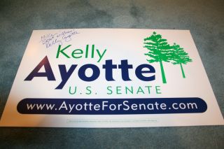 Kelly Ayotte Signed Autograph Official Senate Sign Plaquard 2012 Vice