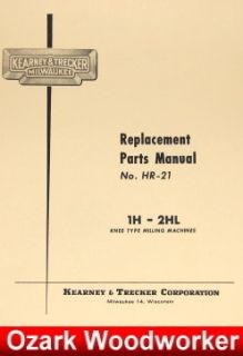 Kearney Trecker 1H 2HL Milling Machine Part Manual