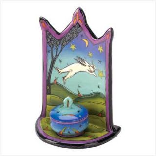Ceramic Jewelry Box Whimsical Bunny Rabbit Keepsake Box