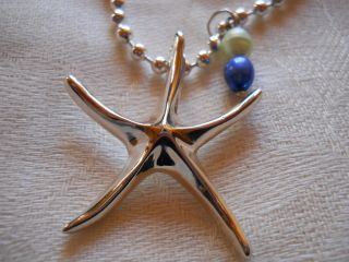 Sterling Silver New Seastar Star Fish Pendant Chain Necklace