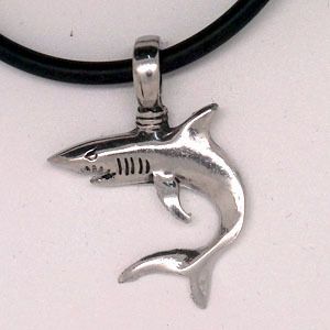 Shark Great White Pewter Pendant Necklace Key Chain