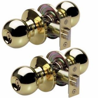 Master Lock BAO0103T Keyed Entry Door Knob Polished Brass 2 Pack
