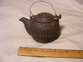 Fancy Antique Toy Tea Kettle Stove Top Pit Bottom Cast Iron 