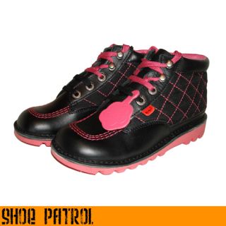 Kickers Womens Ladies Black Leather Boots Shoe UK3 5