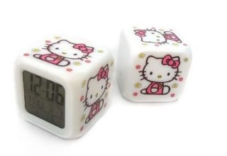 Gifts for Kids New 7 LED Colour Hello Kitty Digital Alarm Clock