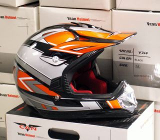 Kids Dirt Bike Helmet Youth XL Orange Black Vcan V310 Motox MX BMX Off