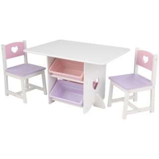 Table and Chairs Set with Storage Nice Kids Furniture Heart New