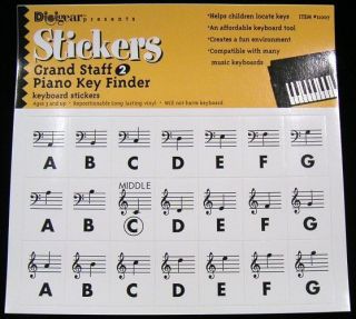 Grand Staff 2   Piano Key Finder Keyboard Stickers Decal Label Music