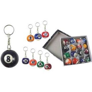Wholesale Lot of 16 Pool Ball Keychains Billiards Key Ring