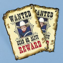 Western Wanted Photo Cards Birthday Kids Party Favors Toys Games Gifts