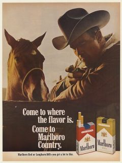 1968 Marlboro Country Horse Cowboy Man Lighting Cigarette with Zippo