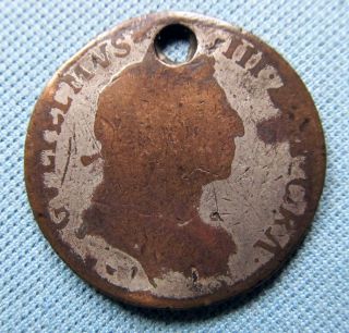 1696 British King William III Holed Worn Plated Copper Half Crown Non