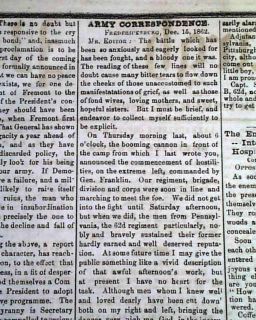 Kinston 1862 Pittsburgh PA Civil War Old Newspaper