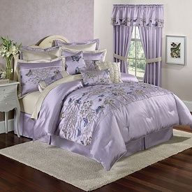 Butterfly Purple Silk King Size 10 PC Comforter Bedding Set New
