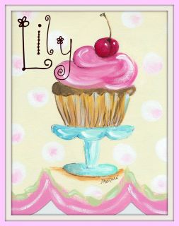  Cupcake print Personalized girl bedroom kitchen bakery wall decor