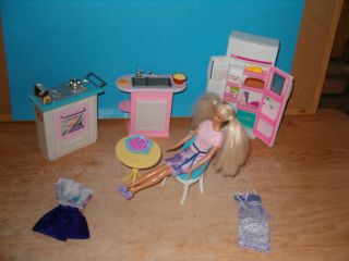 Barbie Kitchen Furniture Clothes Lots Food and Accessories
