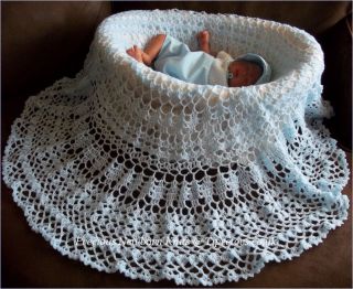 3ply Hand Crochet Knitted Baby Boys Christening Shawl Blanket Ideal