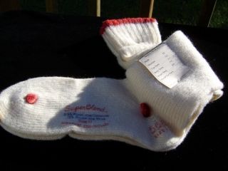 Vtg Seneca Knitting Mills Co Super Blend Wool Socks NOS Sz 11 30s Red
