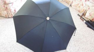Vintage Black Knirps Black Umbrella Silver Metal Handle Made in Canada