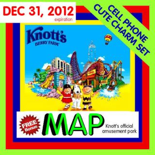 KNOTTS BERRY FARM TICKETS ( 2 ) KNOTTS 12/31 PLUS MAP , CELL PH CHARM