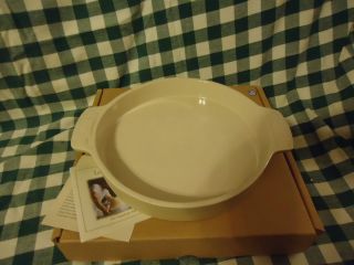 Longaberger Woven Traditions Pottery Ivory Cake Pan New in Box