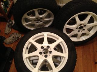 White Kosei D5 16x7 50mm Offset Rims with Dunlop Winter Sport M3 Tires