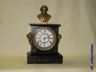 Antique Kroeber Mantel Cast Iron Clock with Beethoven Statue