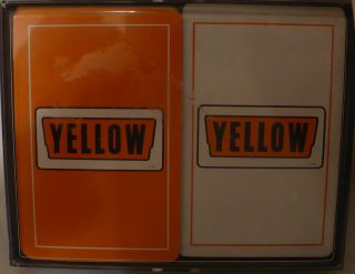 Vintage set of 2 Yellow Trucking Company Teamsters Playing Cards. 1