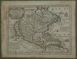 Northern America Continent 1719 Jacques Chiquet Antique Copper