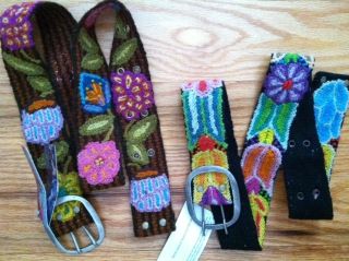 Jenny Krauss Handmade Embroidered Belt Medium Black or Brown