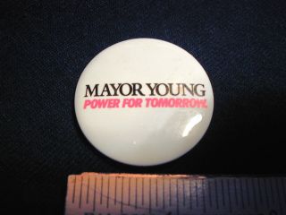 Coleman Young Mayor of Detroit Campaign Button Police Kwame