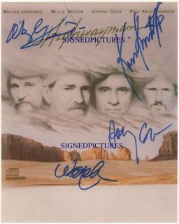 Jennings Willie Nelson Johnny Cash and Kristofferson Signed RP