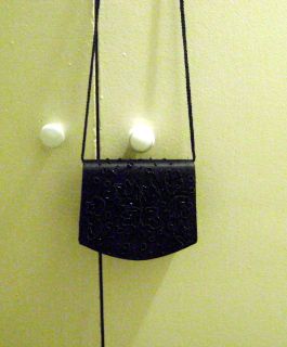 Vintage La Regale Womens Black Evening Bag Shoulder Bag with Beading