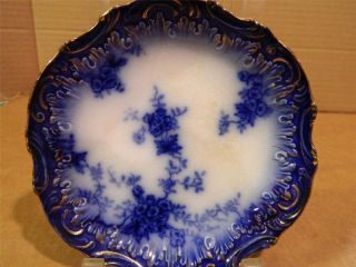 La Belle China Flow Blue 7 1 2 Plate Gold Trim Antique