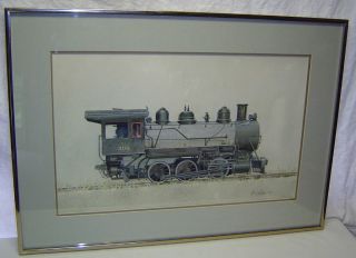 RR Railroad Steam Engine Train Watercolor Painting Wm Kuhlman