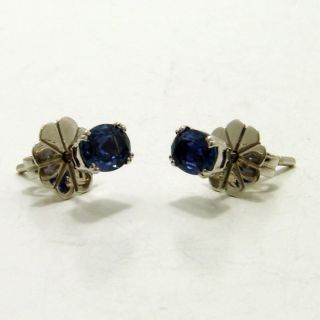 White Gold 1cttw Bright Blue Ceylon Sapphires Ladies Earrings