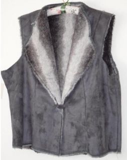 New Coldwater Creek $99 Faux Shearling Vest Gray XL