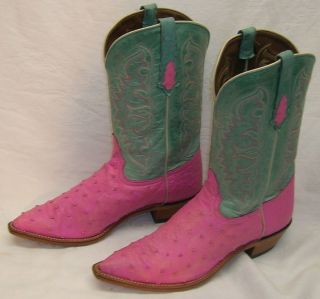 Tony Lama Custom made Antique Pink Full Quill Ostrich 9 5 Western