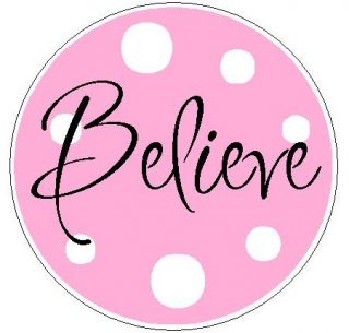 Pink Believe w Polka Dots 1 Round Labels Stickers