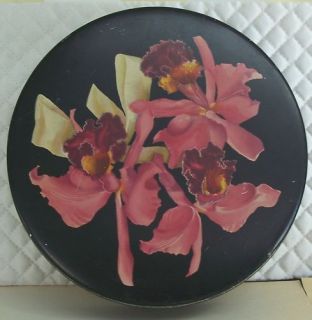 Vintage Helen Harrison Floral Orchids Tin Chicago Canco