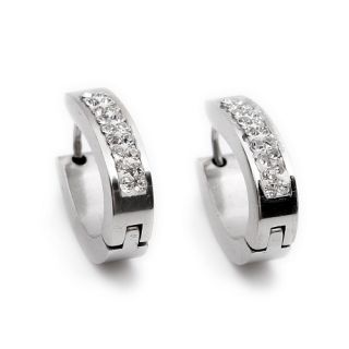 Silver Oval Shape Crystal Stainless Steel Ladies Earrings E170