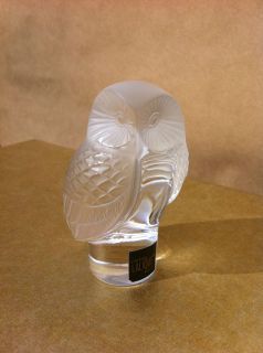Lalique Owl Paperweight Signed by Rene Lalique