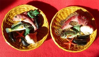 Vintage Majolica Palissy Fish Plates Plaques Ceramiques DArt Lamarche