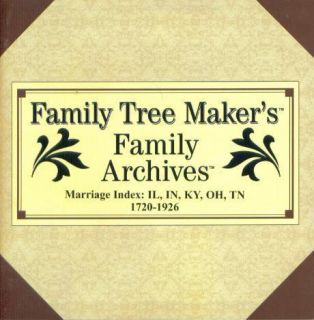 Family Tree Makers Archives Marriage Index 2 PC CD IL in KY Oh TN