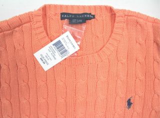 Ralph Lauren Womens Pink Sweater Cable Knit Cotton Pony Size XL