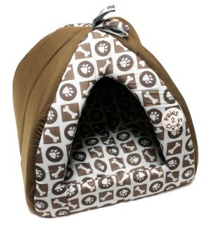 14x14x15 Brown Light Blue Pet Bed House for Extra Small Dog or Cat